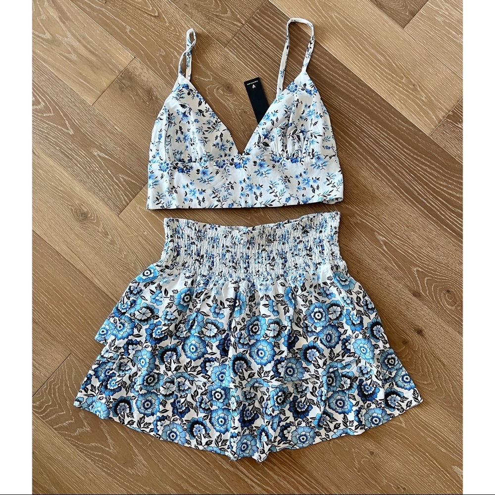 Lulu’s Mini Dress - Floral Two Piece - Totally Botanic - Size Large - Bl…